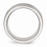 Stainless Steel Wedding Band with Synthetic CZ, Polished & Brushed Finish